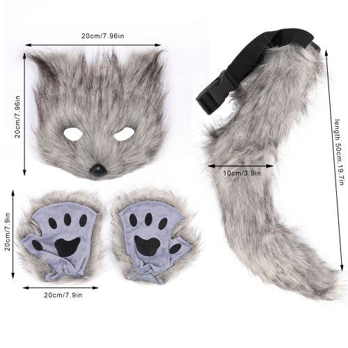 Fuchsschwanz-Cosplay-Set - Dunkelgrau, Einheitsgröße 1