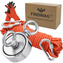 FINDMAG Super Strong Fishing Magnets, 1000 lb(453 kg) Pulling Force Double Sided Magnet Fishing Kit with Rope, Magnet Kit for Retrieving Items in Riv