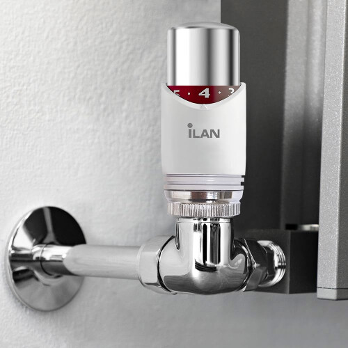 iLAN TRV Thermostatic Radiator Valve, Replacement Head Only, Chrome & White 1