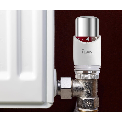 iLAN TRV Thermostatic Radiator Valve, Replacement Head Only, Chrome & White 2