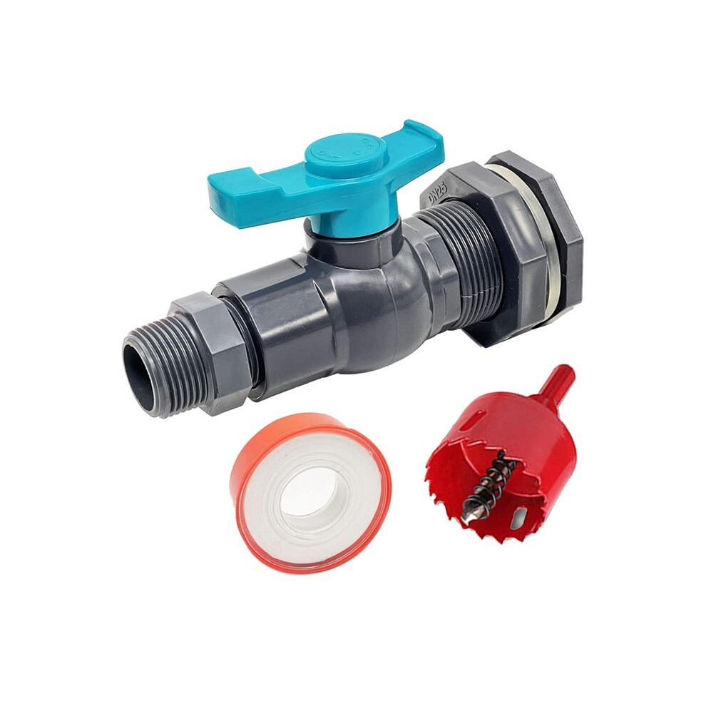 Rain Spigot Kit With An Hole Saw Include Pvc Bulkhead Fitting Valve Thread Seal Tape And Garden 3/4In Male 6032712886287