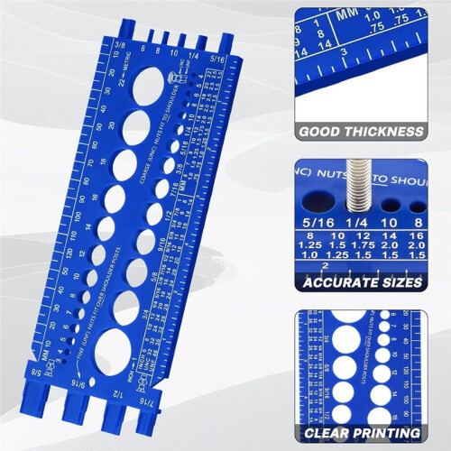 3Pcs Nut Bolt Thread Gauge Plastic Metric and Standard Sizer Tool Bolt Measuring Size and Thread Identifier Gauge 2