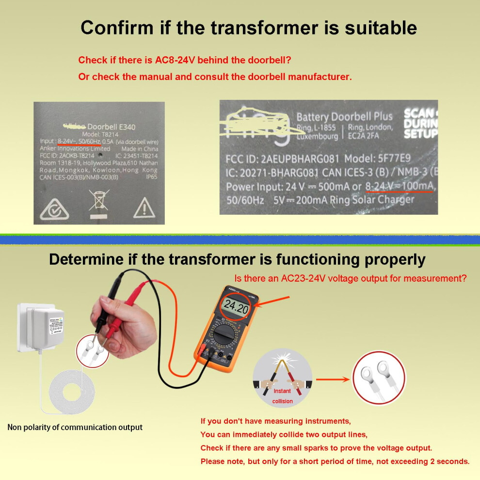 Xzgm Video Doorbell Power Adapter 24V 500Ma Doorbell Transformerfor Mo 5009666943848