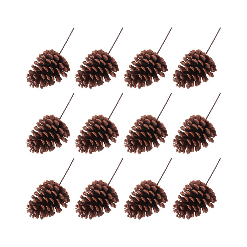 12Pcs Natural Pine Cone Picks Christmas Pinecone Sprays Medium Pinecones Picks With Wired Stems 8.3 Inch Tall For Xmas,A 6031264441470
