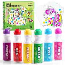 Jar Melo Washable Dot Markers for Toddlers, 6 Colors Bingo Dabber Pens with 120 PDF & 10 Activity Papers, Arts and Crafts Supplies for Preschool, Kid
