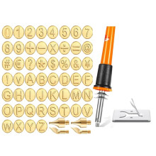 56 Pieces Wood Burning Tip Letter Wood Burning Tip Set Including Alphabet Number Symbol UK Plug