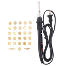 Wood Burning Tool Pen Burning Tips Kit 26 English Letters Carving Pyrography Pen Tips Stencil Soldering Iron US Plug