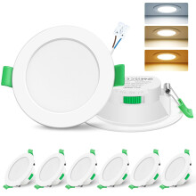 ALUSSO LIGHTING LED Downlights Ceiling 7W Ultra Slim Dimmable Recessed Ceiling Lights IP44 Spotlights for Bathroom, 3000K Warm White 4000K Neutral Wh