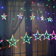 Christmas Star Curtain Light,Christmas Decorations Light Indoor,Window Lights with 12 Stars 138 LED for Xmas Tree,Wedding,Garden