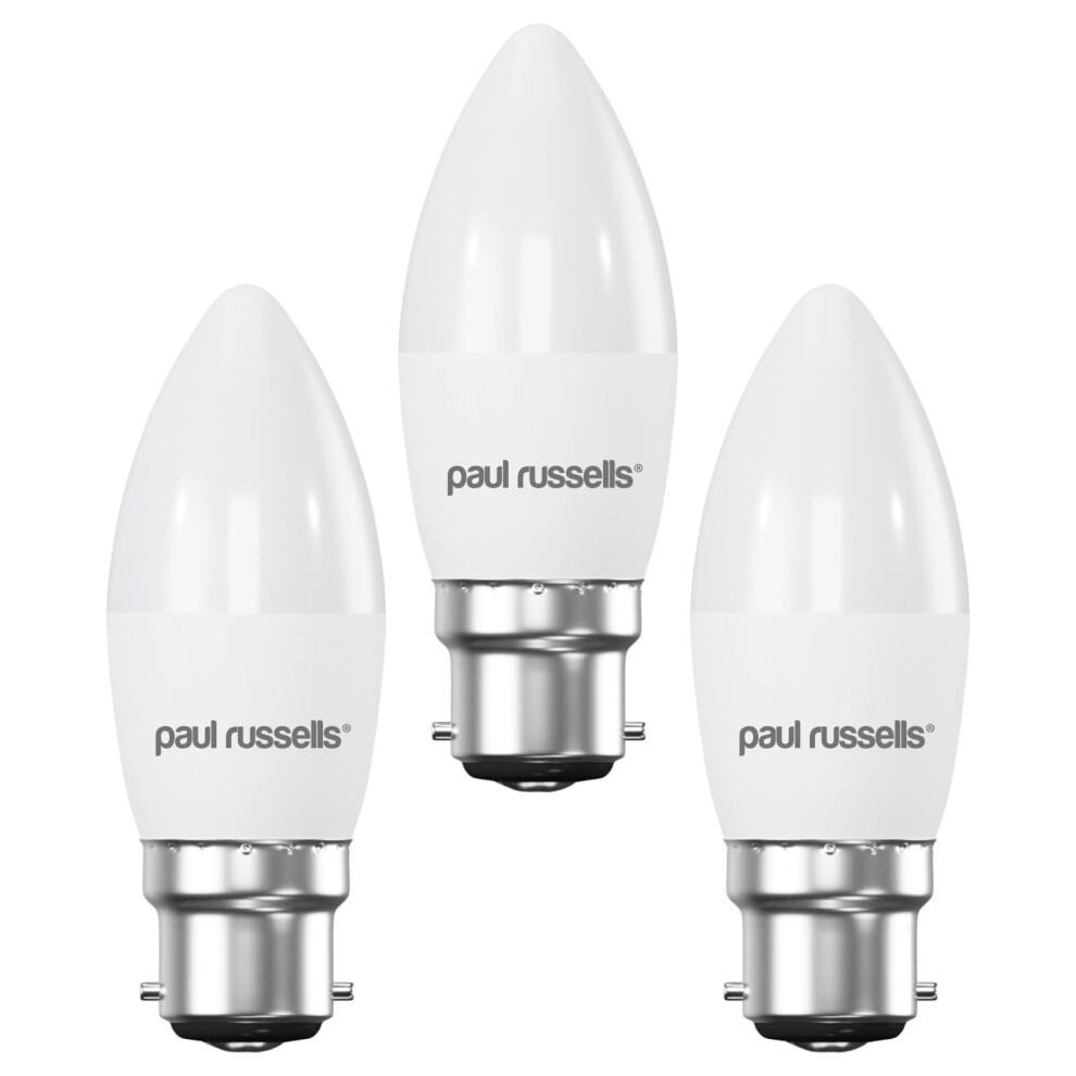 Paul Russells Led Bayonet Cap B22, 60Watt Equivalent, 6.5W 806Lm Led Bulbs, 4000K Natural Cool Frosted C35 Bc Candle Energy Saving Non-D Light/White 42241829