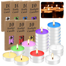 Tanstic 70Pcs Tea Lights Candles, 7 Colors Tealight Candles Aluminum Cup, Tea Cup Candles Bulk, Smokeless Dripless Unscented Candle Tea Candle for We
