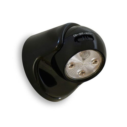 Auraglow Motion Sensor Security Light, Wireless Battery Powered PIR, Black