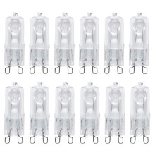 FanciBuy G9 25W Halogen Bulb, 12 Pack Clear Capsule Bulbs Warm White 2700K 360 Lumen 230V Up to 3000 Hours Life