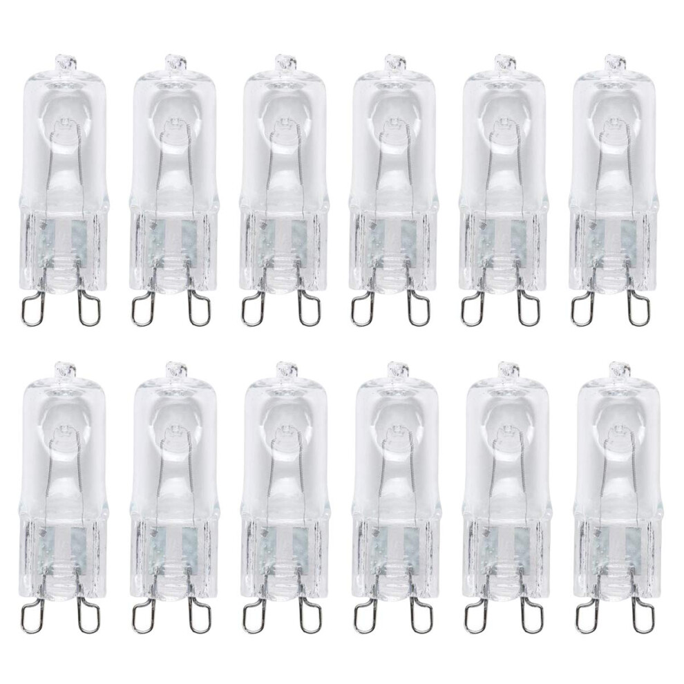 Fancibuy G9 25W Halogen Bulb, 12 Pack Clear Capsule Bulbs Warm 2700K 360 Lumen 230V Up To 3000 Hours Life White 78612556