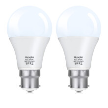 Huoqilin Bayonet Light Bulb 60 Watts Equivalent,B22 9W Led,Warm White 3000K,Energy Saving Light Bulb,Non Dimmable,Pack of 2