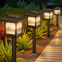GEARLITE Solar Lights Outdoor Garden, 6 Pack Garden Lights Solar Powered Waterproof, Auto On/Off Ornaments Outdoor, Up to 10 Hours with 2800K LED Lig