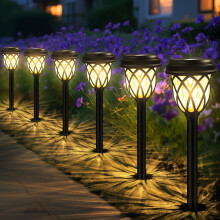 HELESIN Garden Lights Solar Powered, 6 Pack Solar Lights Outdoor Garden Waterproof (Warm White), 16.5IN LED Solar Pathway Lighting, Solar Powered Out