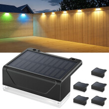 ELLASAY Solar Garden Lights for Fence: 3000K Warm White & 7 RGB Colours Fence Lights Solar Powered - IP65 Waterproof - Easy Stick on Wall Deck Patio