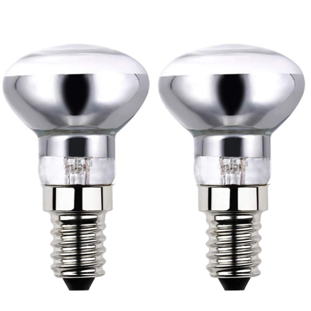 Sunnylinn 2X R39 E14 25W Lava Lamp Bulbs 240V, Small Edison Screw Ses Reflector Spot Lava Lamp Bulbs Dimmable, Ses Warm 2600K Energy Saving R39 White 67058426