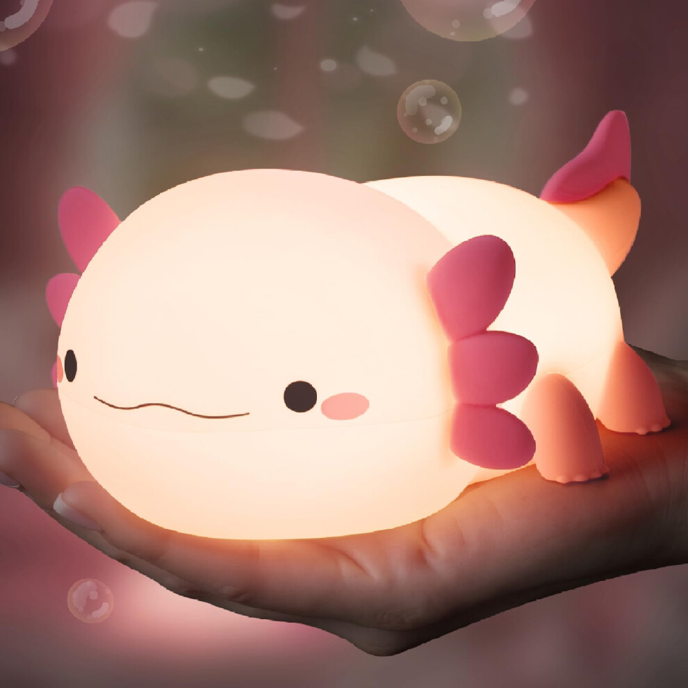 Axolotl Night For Kids, Cute Axolotl Lamp Silicone Baby Nursery Night Lamp, Dimmable Squishy Touch Bedside Lamps, Adorable Rechargeable Animal Light Vomii
