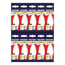 MAXIM LED Candle Bayonet Cap (Warm White) - 7.5watt (60watt) - 806 Lumen (Pack 10) - 60MLCB22W5X10