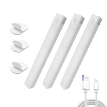 3 Pack Motion Sensor Lights Indoor, Under Cabinet Kitchen Lights, Wireless USB-C Rechargeable LED Wall Lights for Cupboard, Kitchen, Wardrobe, Cold W
