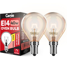 E14 Screw Oven Bulb 40W 230V SES Pygmy (Pack of 2) Oven-Rated 300C Heat Tolerant Golf Ball Lamps for Philips, Neff, AEG, Smeg, Zanussi & Bosch Ovens