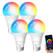ANTELA Smart Bulb E27 Alexa WiFi Light Bulbs, 9W 1000LM LED Screw Bulb, 2700K-6500K RGB Multicolored Dimmable, Smart Life App Control, Compatible wit