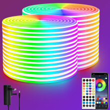segrass LED neon Lights Strip 30M with Remote,APP Control,24v RGB Rope Light Strip IP65 Waterproof Flexible Neon Strip LED Lights for Bedroom,Room,Ou
