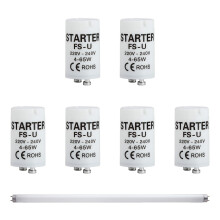 6 Pcs FSU 4-65 Watt Fluorescent Light Starter, Fluorescent Tube Starter Energy Efficient 220-240V Starters for Strip Lamps, Compatible with T8/T12 Tu