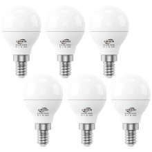 LOEODO E14 LED Bulbs 40W Equivalent, 6W Screw Light Bulb, 470 Lumens, 6000K Cool White, Golf Ball Bulbs, Non-Dimmable, Pack of 6
