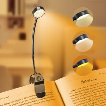 KTEBO Rechargeable Book Reading Light Lamp, LED Book Light for Reading in Bed - Eye Caring Adjustable Brightness 3 Color Temperatures 20+ Hours Runti