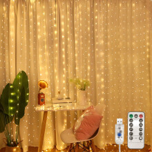 Jsdoin Curtain Fairy Lights, 3.6m x 3m 360leds USB Operated 8 Modes String Light Indoor Waterproof Hanging Window Lights with Hooks for Christmas, We