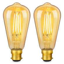 DiCUNO ST64 Vintage Light Bulb B22 6W, 60 Watt Equivalent, Antique/Retro Amber Glass Lamp, 2200K Warm White, Not-dimmable, Bayonet LED Filament Lamp
