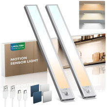LROLTEF Cabinet Kitchen Lights Motion Sensor Dimmable 21cm 1500mAh 3 Color Temperature LED Under Counter USB-C Rechargeable Wardrobe Sensor Indoor Ni