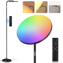 SIBRILLE RGB Floor Lamp, 36W Bright LED Standing Lamp, Stepless Dimming Color Changing Torchiere Floor Lamps with Remote, 350Rotating Modern Tall Fl