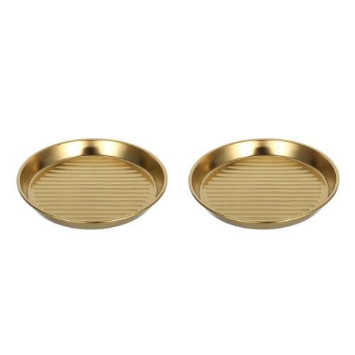 2Pièces Assiettes Barbecue Dorées Acier Inoxydable Plates Polyvalentes 2