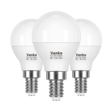 Vanke E14 LED Light Bulb, Cool White 40W Equivalent Golf Ball Bulbs, 6W SES Energy Saver Bulb, 6000K, 470 Lumen, Non-Dimmable, 3-Pack