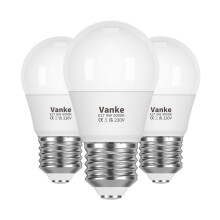 Vanke E27 Screw LED Bulb Cool White 6000K, 40W Equilavent, 6W Screw in Golf Ball Light Bulbs, 470 Lumen, 3-Pack, Non-Dimmable