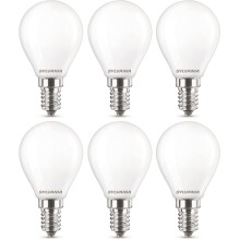 SYLVANIA G45 Mini Globe Frosted LED Light Bulb, Dimmable, E14, 4.5W, 470 Lumens, Warm White 2700K - 6 Pack