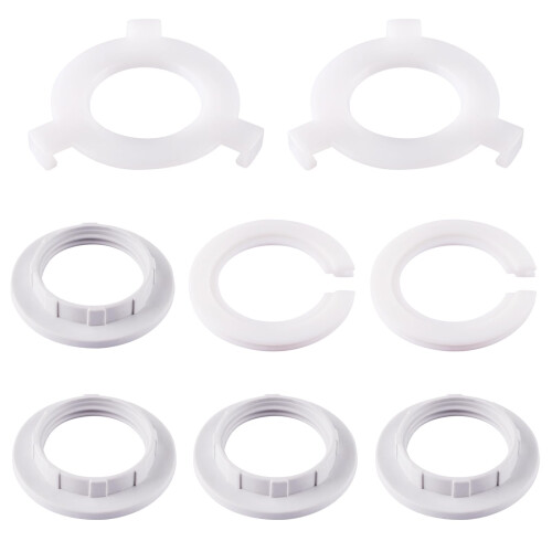 8 Pack Plastic Lamp Shade Reducer Ring, E27 to E14 Lampshade Ring, E14 Lamp Shade Converter, Socket Replacement Fitting Washer Adaptor, White
