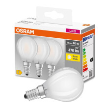 OSRAM LED Base Classic P / LED-lamp in drop shape with E14-base / not dimmable / replacement for 40 Watt / Matt / warm white - 2700 Kelvin / pack of