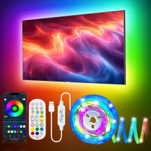 DTQJ 5M LED Strip Lights Music Sync RGB Bluetooth Color Changing Via Voice & Remote Contrlol,Apple & Google APP,Lumi Light,Strip Lights for Kitchen,L