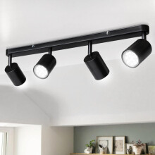 Smanu 4 Way Spotlight Ceiling Lights, Modern Kitchen Ceiling Light Fittings Black, Industrial Ceiling Spots Wall Lights, Adjustable GU10 Spotlights f
