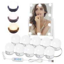 Mirror Lights, Hollywood Makeup Mirror Light with USB Power Cord, 3-Color Dressing Table Lights, Bath Mirror Lamps 10 Level Adjustable (Type A-10 Bul