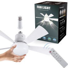 Jobfun Ceiling Fans with Lights and Remote, 15.74IN Socket Fan Light, E27 Base Screw in Ceiling Fan Light, 3 Colors 3000K-6000K Dimmable, 3 Speed Fan
