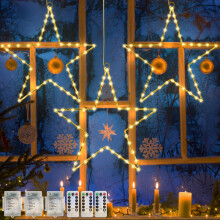 Jsdoin Christmas Window Lights 3 Packs Battery Operated Star Christmas Lights with 8 Modes & Remote 45 LED Window Warm Light for Party Indoor Outdoor