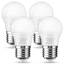 Flaspar 7W (60W Equivalent) E27 LED Bulb, Warm White 3000K, 600LM, G45 Golf Ball Bulb, Energy Saving, Not-Dimmable, 4 Pack