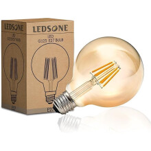 LEDSone Vintage E27 LED Bulb,Edison G125 8W Dimmable Bulb, LED Filament Large Globe Screw Light Bulb, Warm White 2700K Amber Glass, 800lm Lighting De