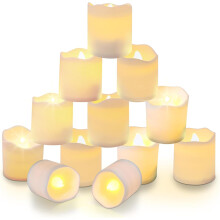 LiyuanQ LED Tea Lights Candles, 24 Pack Bright Battery Tea Lights Flameless LED Candle Lights Electric Fake Candle in Warm White and Wave Open Bulb L